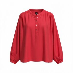 GAP Coral-Red Henley cotton blend Top
